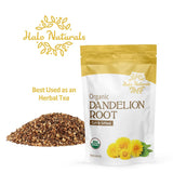 Halo Naturals Organic Dandelion Root Cut & Sifted, 4 Ounces (Taraxacum officinale) USDA Certified | Resealable Pouch| Packaged in The USA