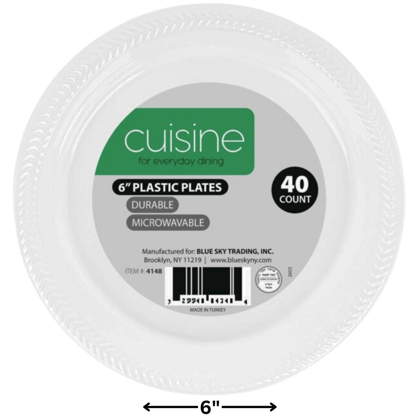 Exquisite Clear Cuisine Plastic Plates - 6" (Pack of 40) - Durable & Microwavable - Ideal for Everyday Dining & Parties