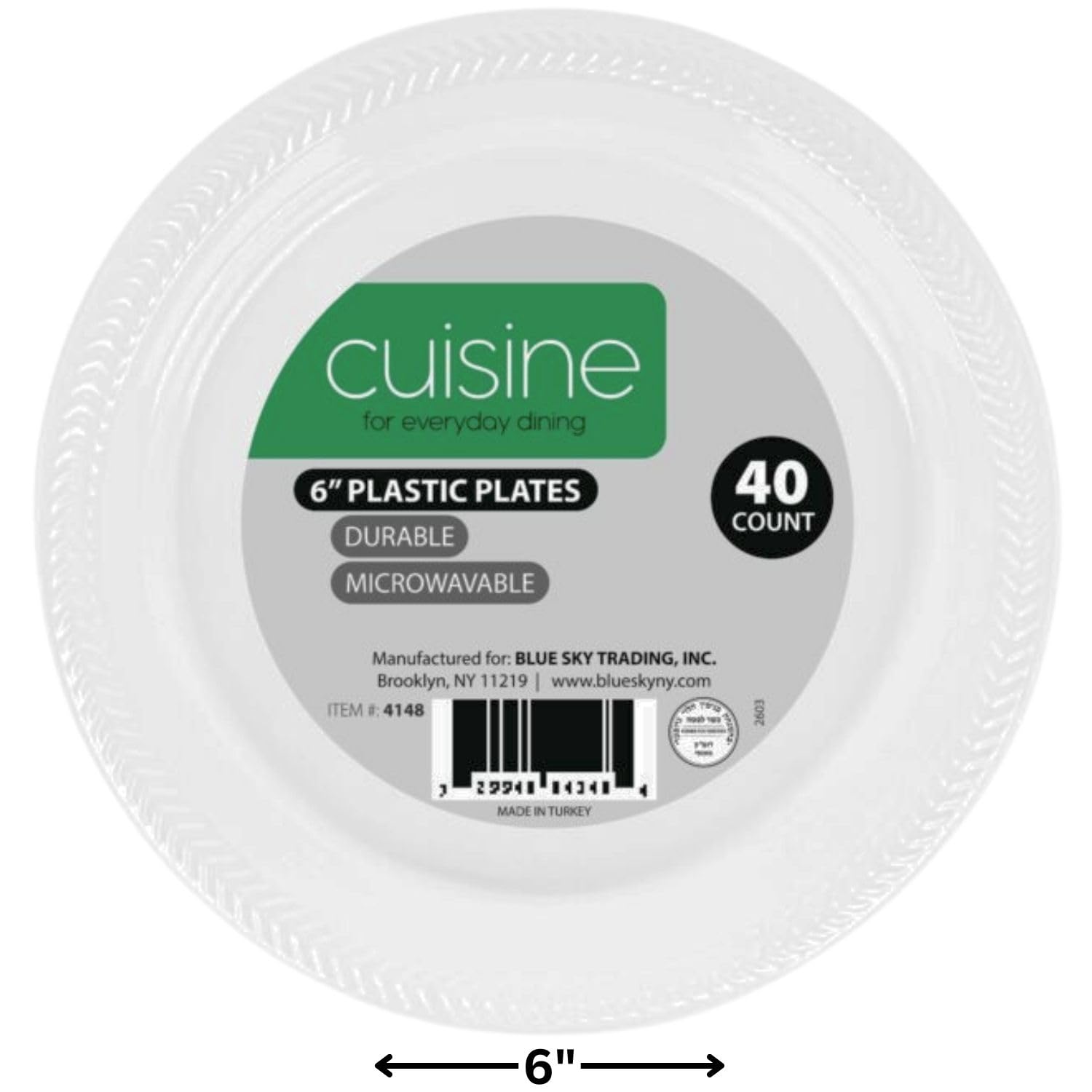 Exquisite Clear Cuisine Plastic Plates - 6" (Pack of 40) - Durable & Microwavable - Ideal for Everyday Dining & Parties