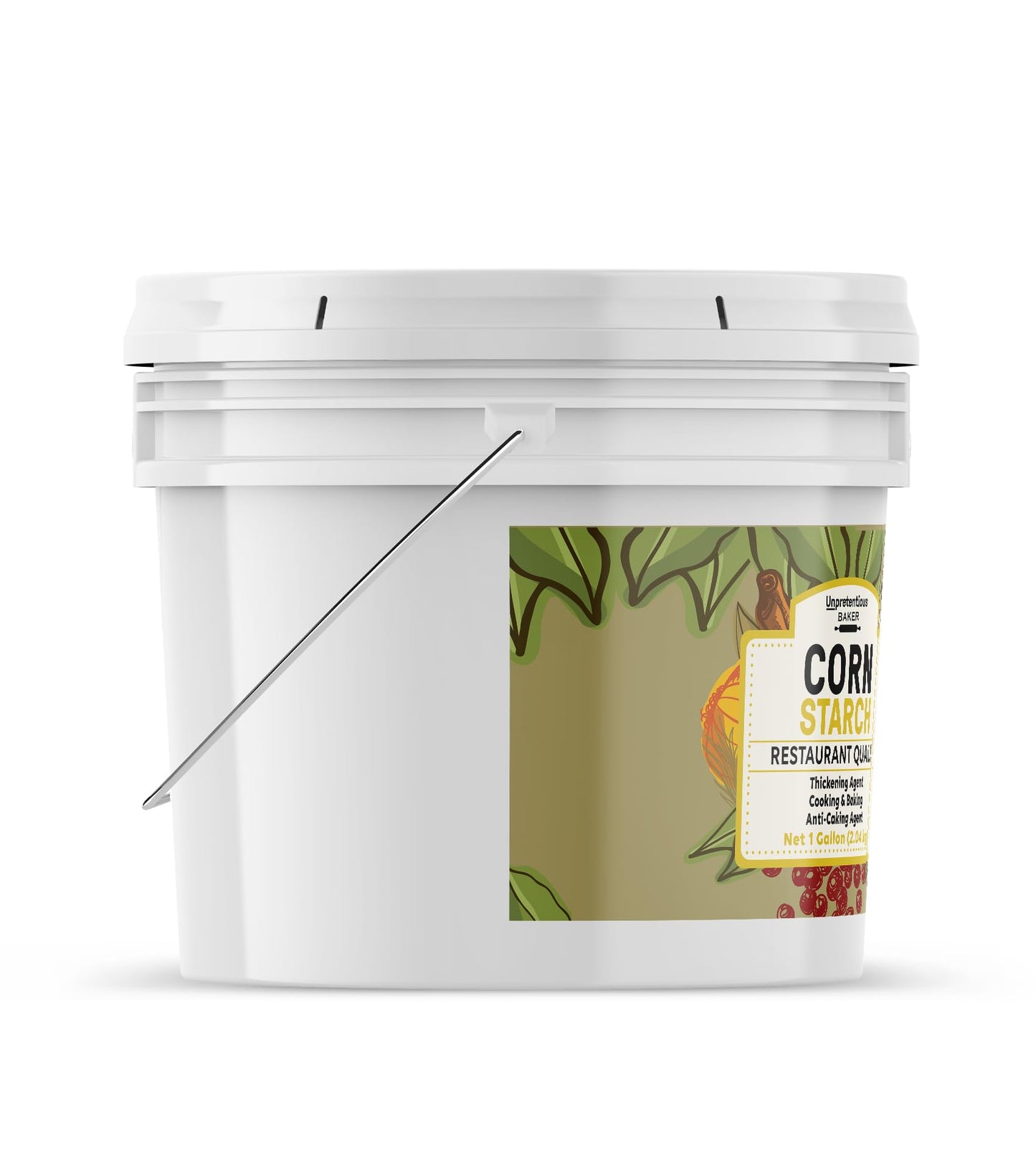 Unpretentious Corn Starch, 1 Gallon, Resealable Bucket, Thickening Agent, For Bulk Baking & Cleaning Use (4.5 Pound)