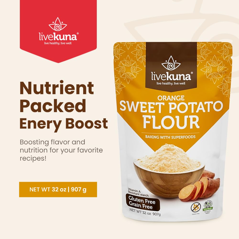 LiveKuna - Orange Sweet Potato Flour, Sweet Potato Flour for Baking, Gluten-Free Baking Flour, Alternative for Almond Flour, Rice Flour & Coconut