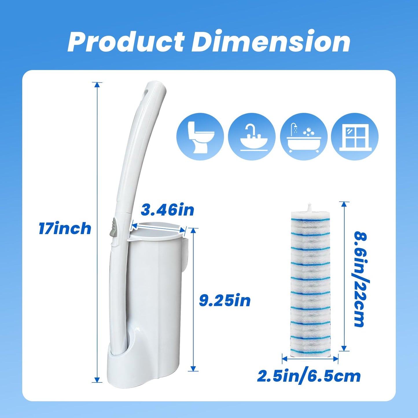 40 Disposable Toilet Brush Replacement Pads, Wall Mounted Toilet Holder Set Toilet Cleaning System Starter Kit, Toilet Stick Pads (White)