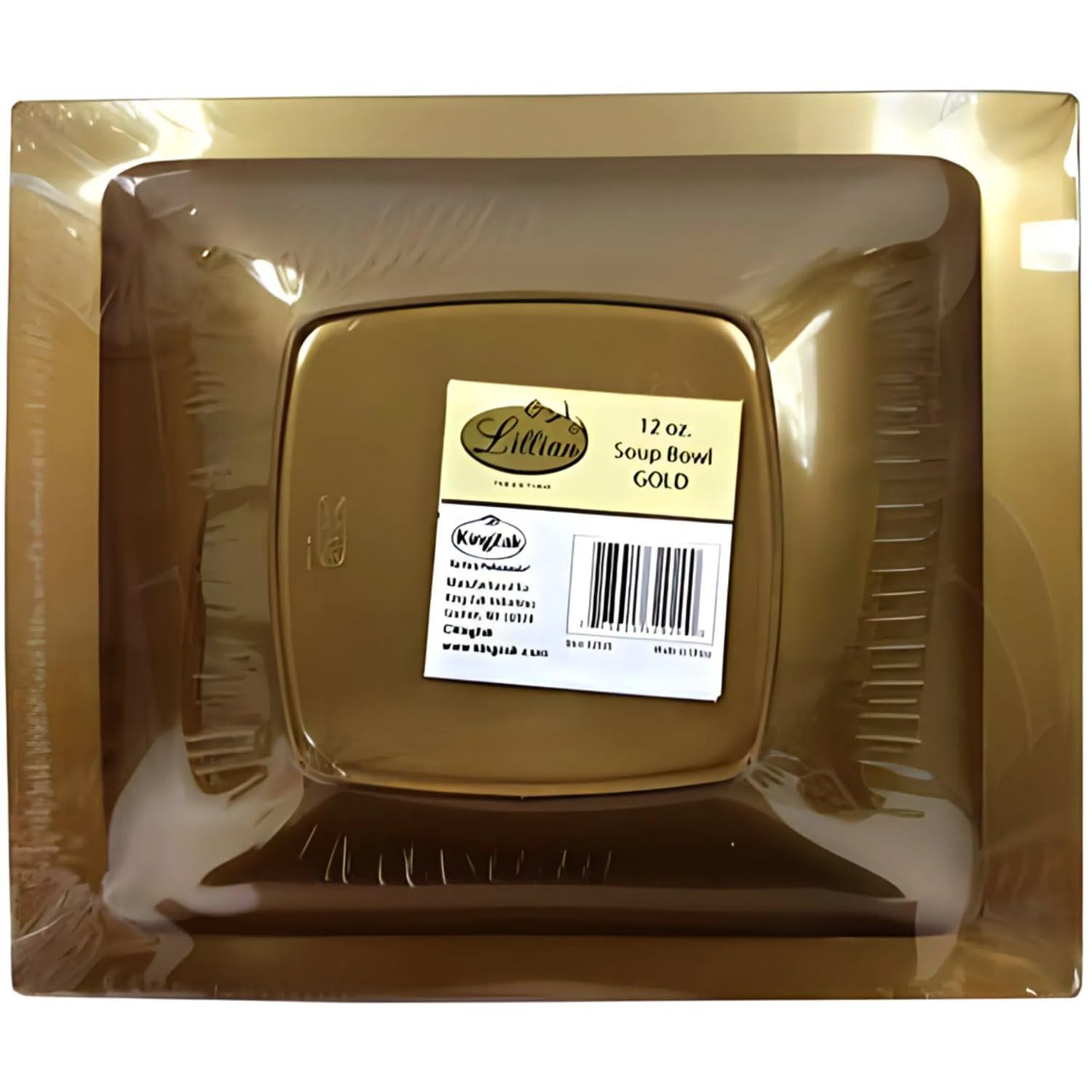 Lillian Tablesettings 10 Count Rectangular Plastic Bowls, 12-Ounce, Gold