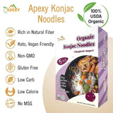Apexy Organic Shirataki Konjac Noodle 8 Pouches Total 42.24oz. Low Calorie, Low-Carb Gluten Free, Vegan, Keto and Paleo-Friendly. (Spaghetti Shapes)