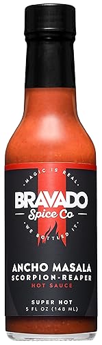 Ancho Masala Scorpion Reaper Hot Sauce By Bravado Spice Gluten Free, Vegan, Low Carb, Paleo Hot Sauce All Natural 5 oz Hot Sauce Bottle Award Winning