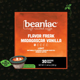 beaniac Flavor Freak Madagascar Vanilla, Flavored Light Roast, Single Serve Compostable K Cup Coffee Pods, Arabica Coffee with Natural Flavors, Keurig