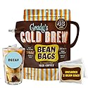 GRADY’S COLD BREW, New Orleans Styel - DECAF, 100% Arabica Ground Coffee & Chicory Pouches | All-in-One Cold Brew Mini Kit with 2 Easy-to-Brew Beans