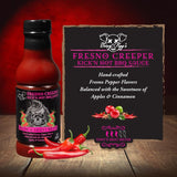 Tony Piggs Hot BBQ Sauce Fresno Creeper Flavor (19oz)- Great Condiment Topping for Wings, Ribs & Burgers at Parties- Barbecue Sauce w Hot Sauce Heat