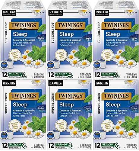 Twinings Sleep Nightly Calm Herbal Tea Single Serve K-Cup Pods for Keurig Brewers, 12 Count Box (Pack of 6)