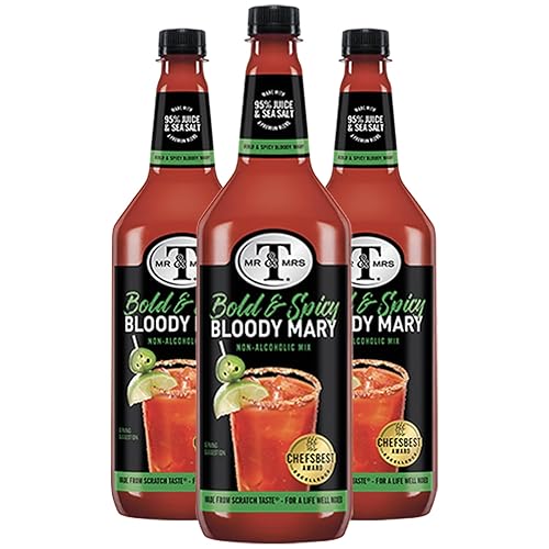 Mr & Mrs T Bold & Spicy Bloody Mary Mix, 1L Bottle, - Premium Cocktail Mixer for Spicy Bloody Marys, Ready to Use