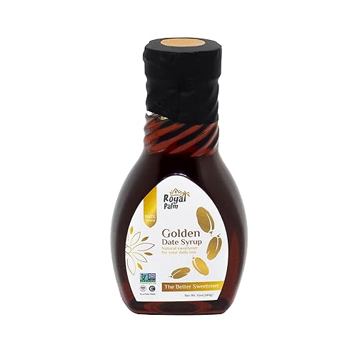 Royal Palm Golden Date Syrup (12oz) - 100% Pure Date Molasses, Natural Sugar Substitute, No Added Sugar, Vegan, Non-GMO, Gluten-Free, Healthy Sweetener for Coffee, Baking & Pancakes