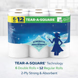 PREMIO NEST Tear-A-Square Paper Towels, 6 Double Rolls, 2-Ply Strong & Absorbent Kitchen Paper Towels, Custom Size Sheets for Cleaning, Household