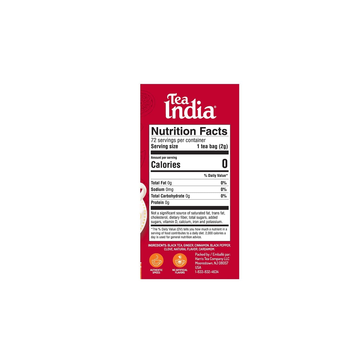 Tea India Masala Chai Tea, 72 Tagless Tea Bags, 5.8-Ounce Boxes (Pack of 12)