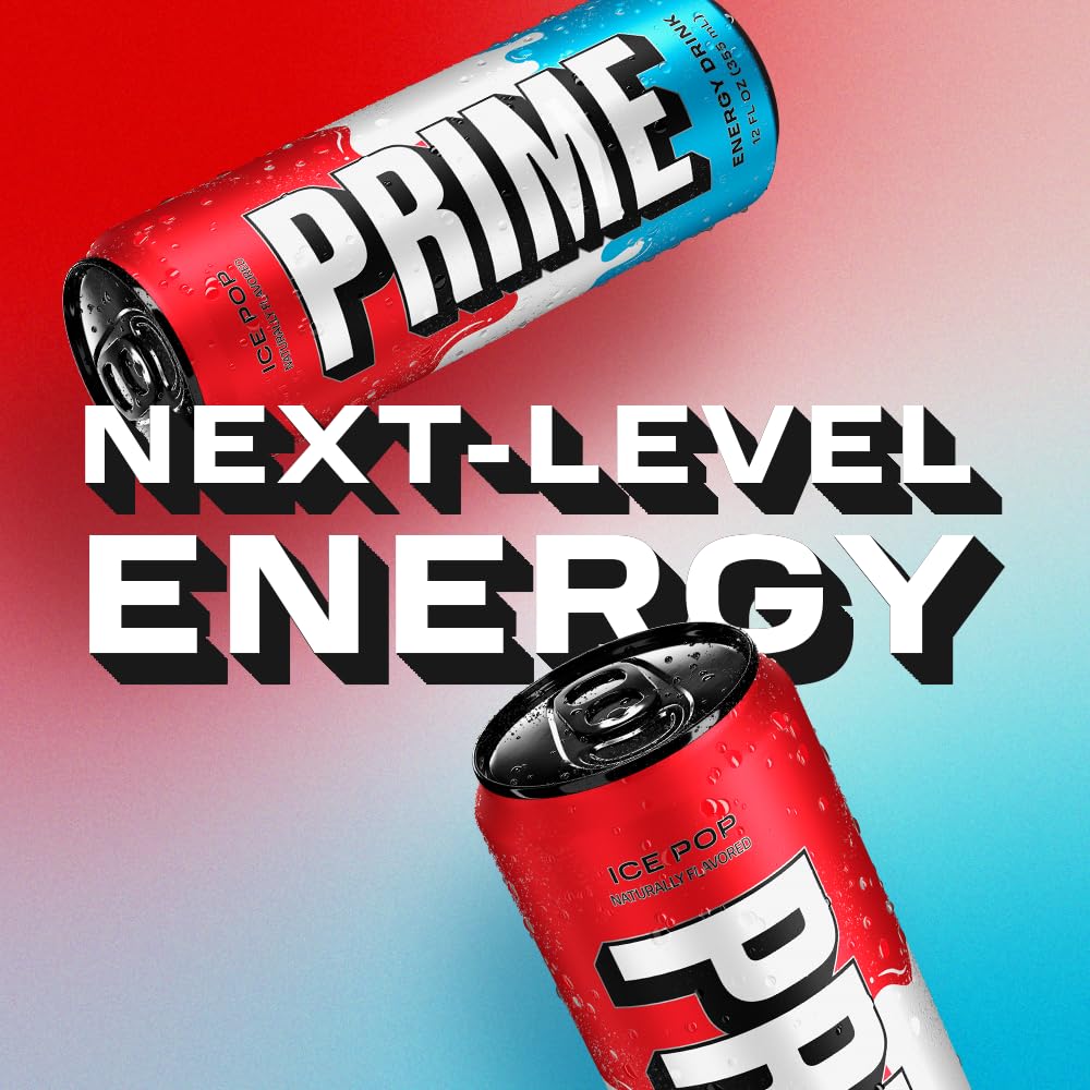 PRIME Energy ICE POP | Zero Sugar Energy Drink | Preworkout Energy | 200mg Caffeine with 355mg of Electrolytes and Coconut Water for Hydration| Vegan