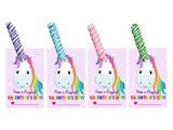 16 Unicorn Valentine Cards With Candy Mini Twisty Pop Sucker for Kids Classroom Party - Set of Exchange Cards with Candy for 16 Children
