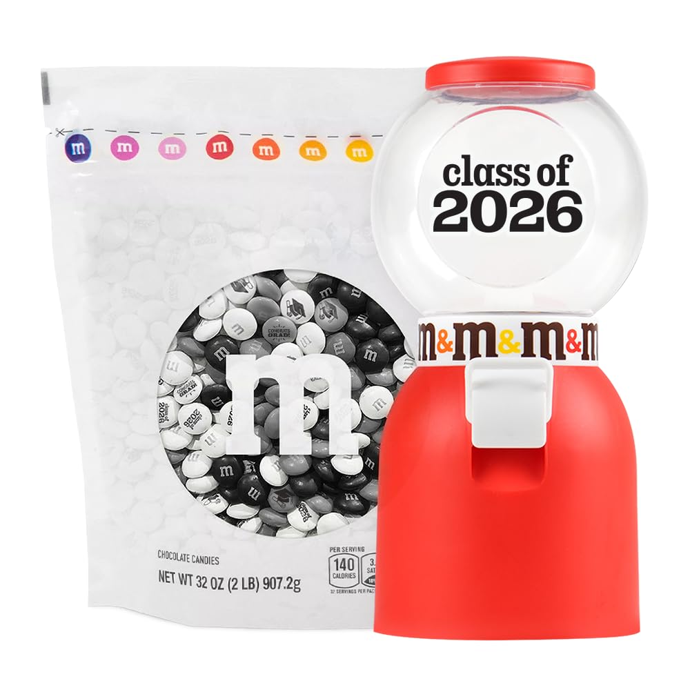 M&M'S Class of 2026 Graduation Candy Dispenser with 2 lb Milk Chocolate Bag
