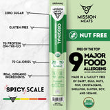Mission Meats Organic Beef Sticks - Grass Fed & Pasture-Raised, Zero Sugar, Non-GMO, Healthy Organic Snacks, Individually Wrapped Meat Sticks, 0.75oz
