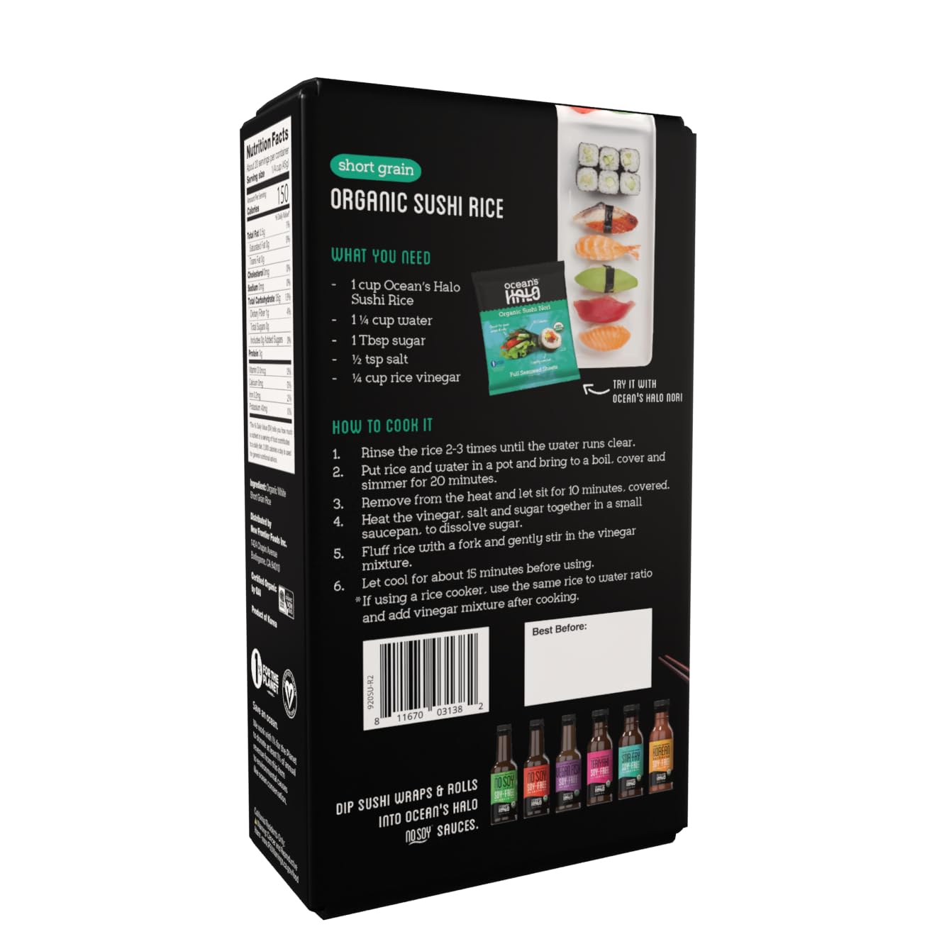 Ocean's Halo Organic Short Grain Sticky Rice, 32 oz.