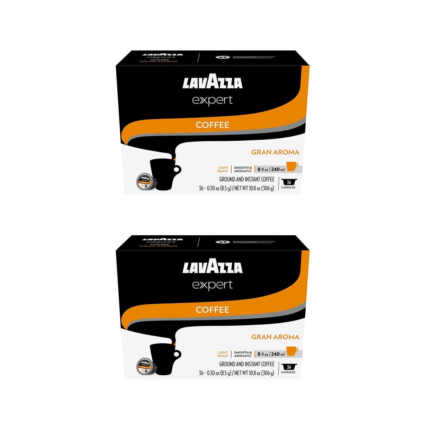 Lavazza Expert Gran Aroma Coffee Capsules, Light Roast, 100% Arabica, Compatible with Lavazza Classy Plus Machine (72 Capsules)