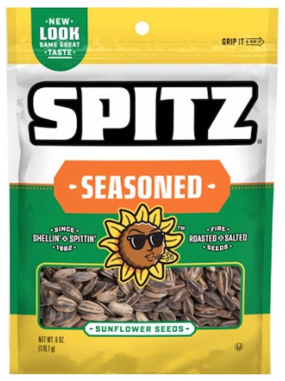 Spitz Seasoned Flavored Sunflower Seeds 6 ounce Resealable Big Bag"" (Pack of 2)