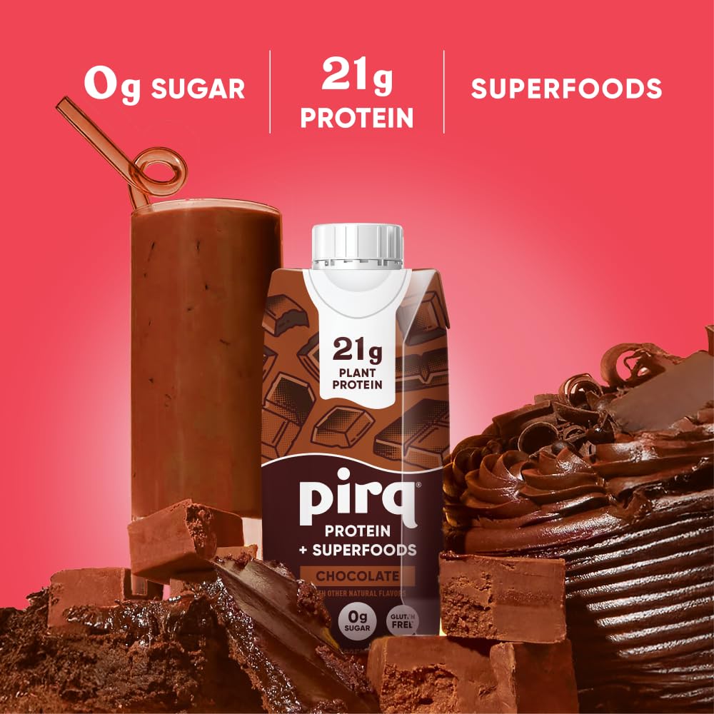 Pirq, 21g Dairy Free Protein Shake, 25 Superfoods, 0g Sugar, Plant-Based Protein Drink, Gluten-Free, Vegan, Kosher, Keto, Low Carb, Low Calorie (12