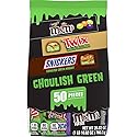 M&M'S Milk Chocolate Ghoul's Mix, SNICKERS & TWIX Ghoulish Green Fun Size Bulk Halloween Chocolate Candy Assortment, 26.82 oz, 50 Piece Bag