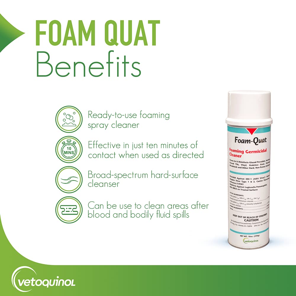 Vetoquinol Foam Quat Foaming Cleaner Spray, 18oz