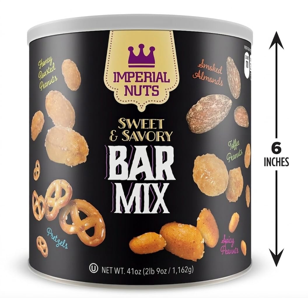 Imperial Nuts Sweet & Savory Bar Mix - Featuring Smoked Almonds, Pretzels, Toffee Peanuts, Spicy Peanuts, Honey Roasted Peanuts, - Delicious tasty