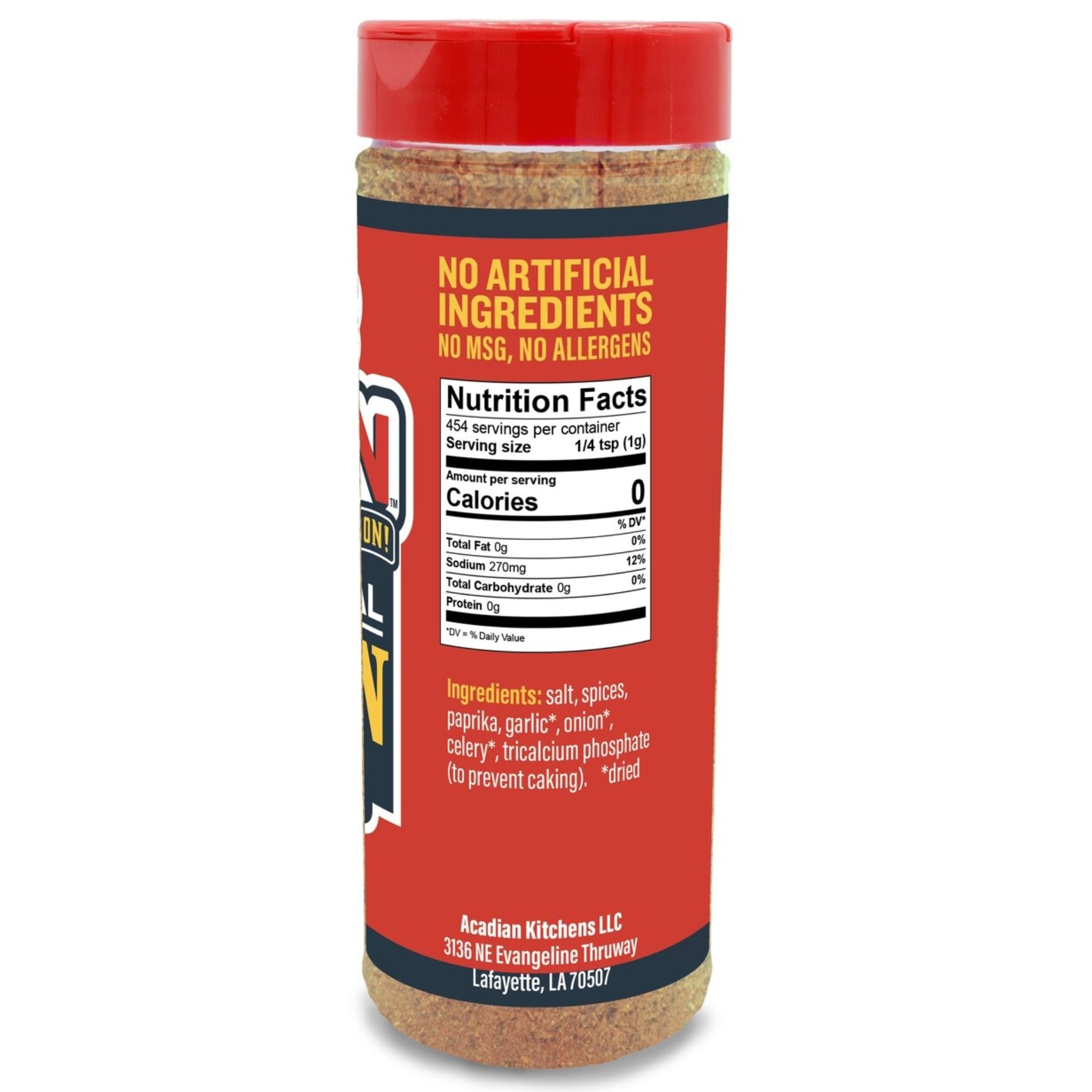Original Cajun Seasoning - 16 oz Jar, Low Sodium, No MSG, All Natural - Authentic Louisiana Spice for Grilling and Cooking Fish, Chicken, Steak, Soup