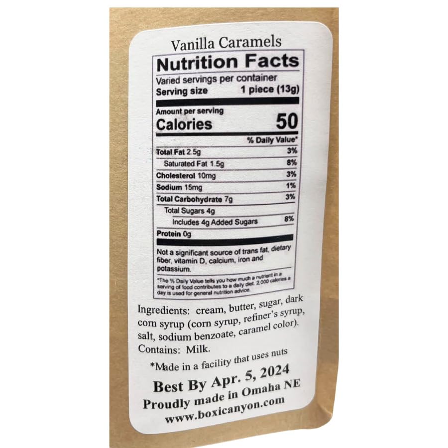 Boxicanyon Caramels | Traditional Vanilla Gourmet Caramels | Handcrafted in Small Batches | Gourmet Flavor | Perfect for Gifts | Made in Nebraska USA