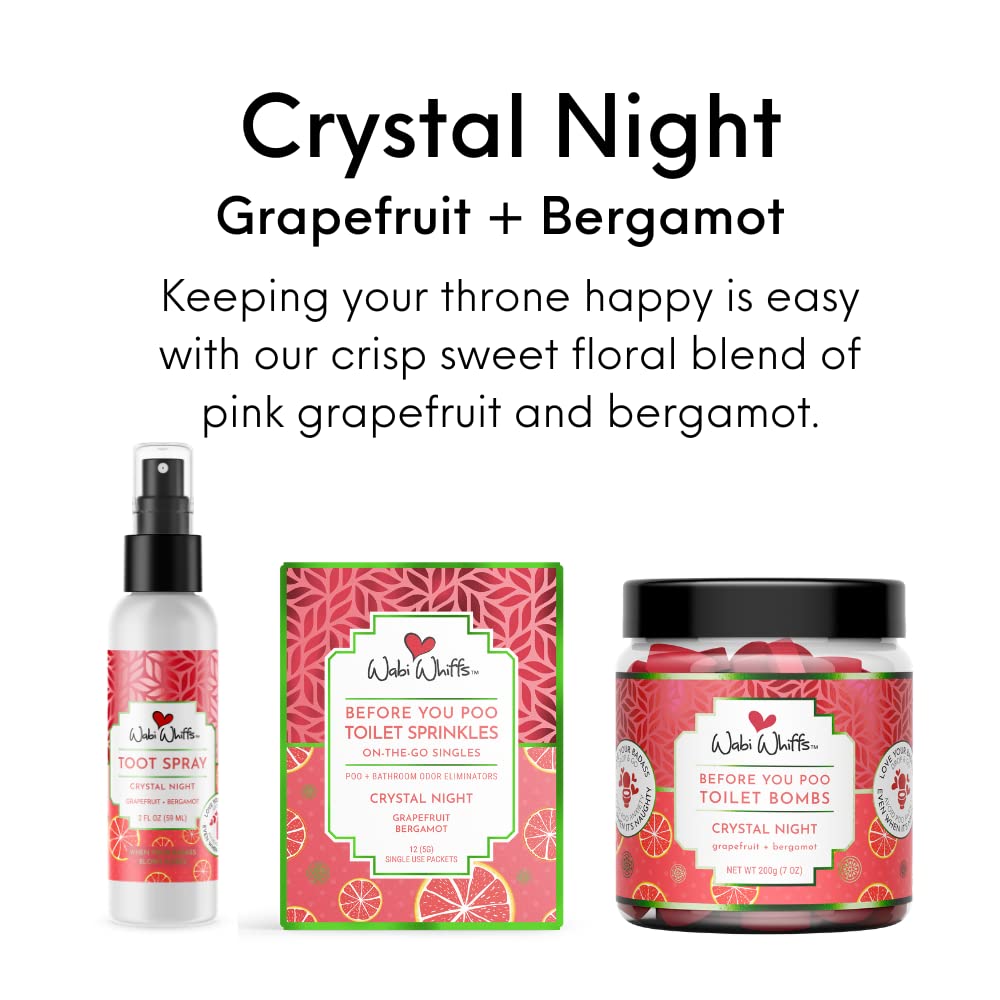 Wabi Whiffs Fizzing Toilet Bombs - Crystal Night | Natural Bathroom Deodorizer | Odor Eliminator Tablets For Freshness & Cleanliness | Eco-Friendly
