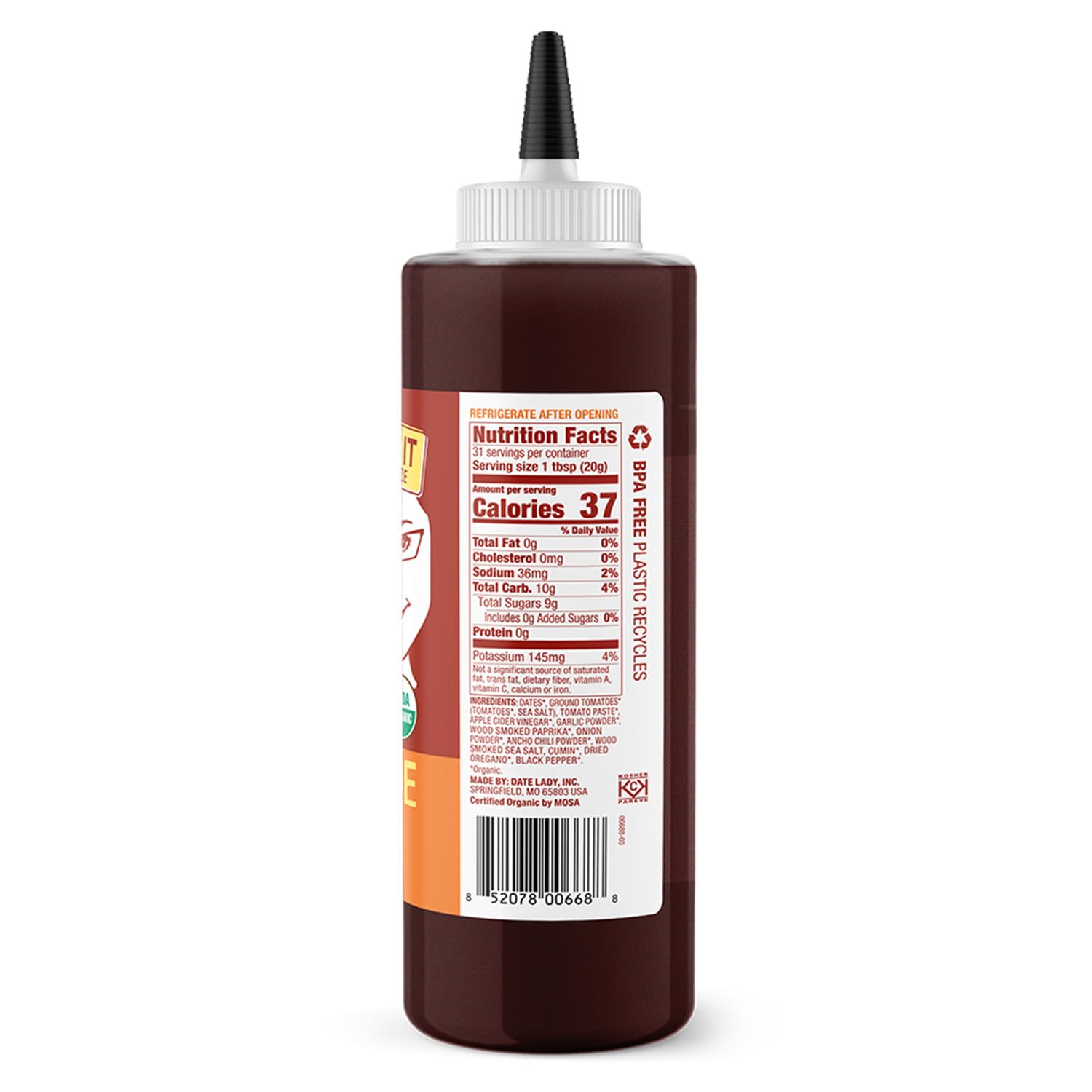 BBQ Sauce, Organic and Sweetened With Dates, 22 oz - Date Lady