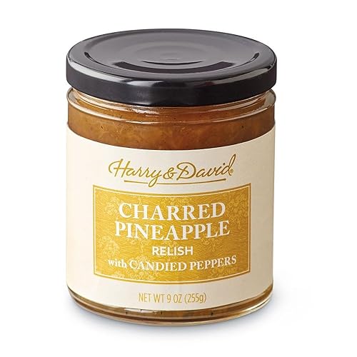 Harry & David Charred Pineapple Relish, Plant Based Condiment, Food Topping, Hamburger & Hot Dog Relish, Sandwich Spread Topping, Charcuterie Board