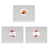 Andaz Press Fall Burgundy Marsala Baby Shower Party Collection, Personalized Chocolate Drop Label Stickers Trio, Custom Name, Date, Marsala Floral