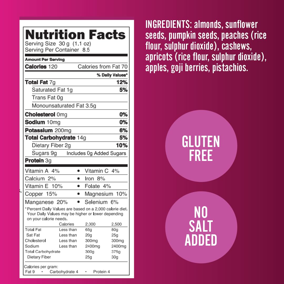 Germack® - Fit Mix - Count - Sunflower Seeds, Pumpkin Seeds, Cashews, Almonds, Pistachios, Peaches, Apricots, Goji Berries, Apples and Cranberries