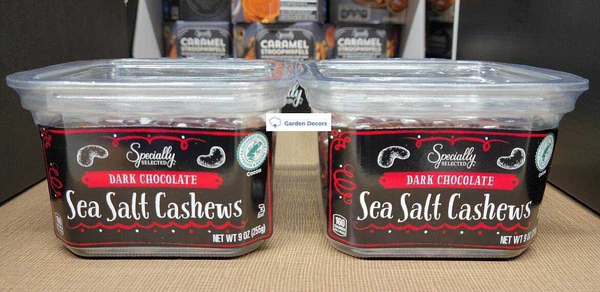 Specially Selected Dark Chocolate Sea Salt Cashews 9oz 255g (Two Containers)