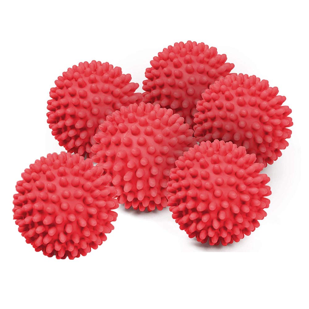 Reusable Dryer Balls Laundry Wash Dryer Balls Anti-Static Fabric Softener Laundry Washing Ball, 6pcs (Red)