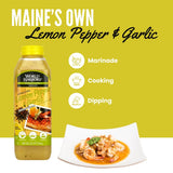 World Harbors Lemon Pepper Garlic Sauce & Marinade, Made in Maine, Ideal for Chicken Wings, Seafood, Grilled Meats, Salads, Stir-Fries, Sandwiches
