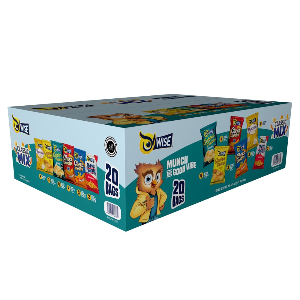 Wise Snacks Classic Mix Variety Pack (20 Count), Gluten-Free Snack Box with Single Serve Chips, Perfect for Lunches, Parties, and On-the-Go Snacking