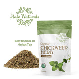 Halo Naturals Organic Chickweed Herb Cut & Sifted, 4 Ounces (Stellaria media) USDA Certified | Resealable Pouch| Packaged in The USA