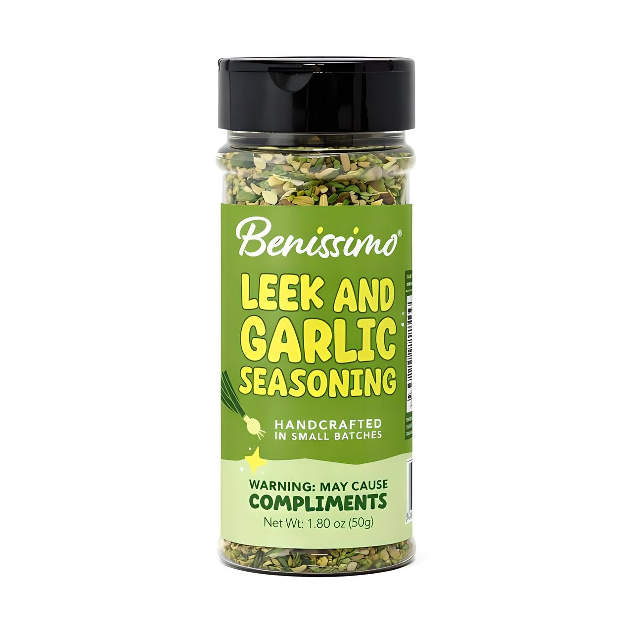 Benissimo Leek & Garlic Seasoning, Flake & Granule Blend for Chicken, Seafood, Vegetables, Pasta, Soups, Dips, Sauces, Roasting & Grilling with Pet