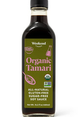 Weekend Foods Organic Tamari Soy Sauce Glass Bottle - USDA Organic, Gluten-Free, Sugar-Free, Non-GMO, All-Natural - Bold Umami Flavor, No Wheat - 16.2