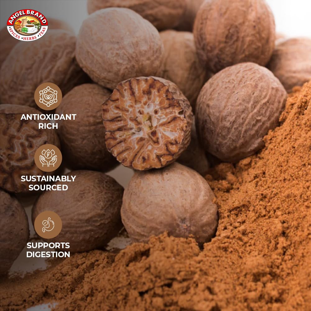 Angel Brand Ground Nutmeg 3.5 oz Bottle - Premium Rich and Aromatic Taste of Carefully Selected Nutmeg Ground - Versatile and Powerful Spice for