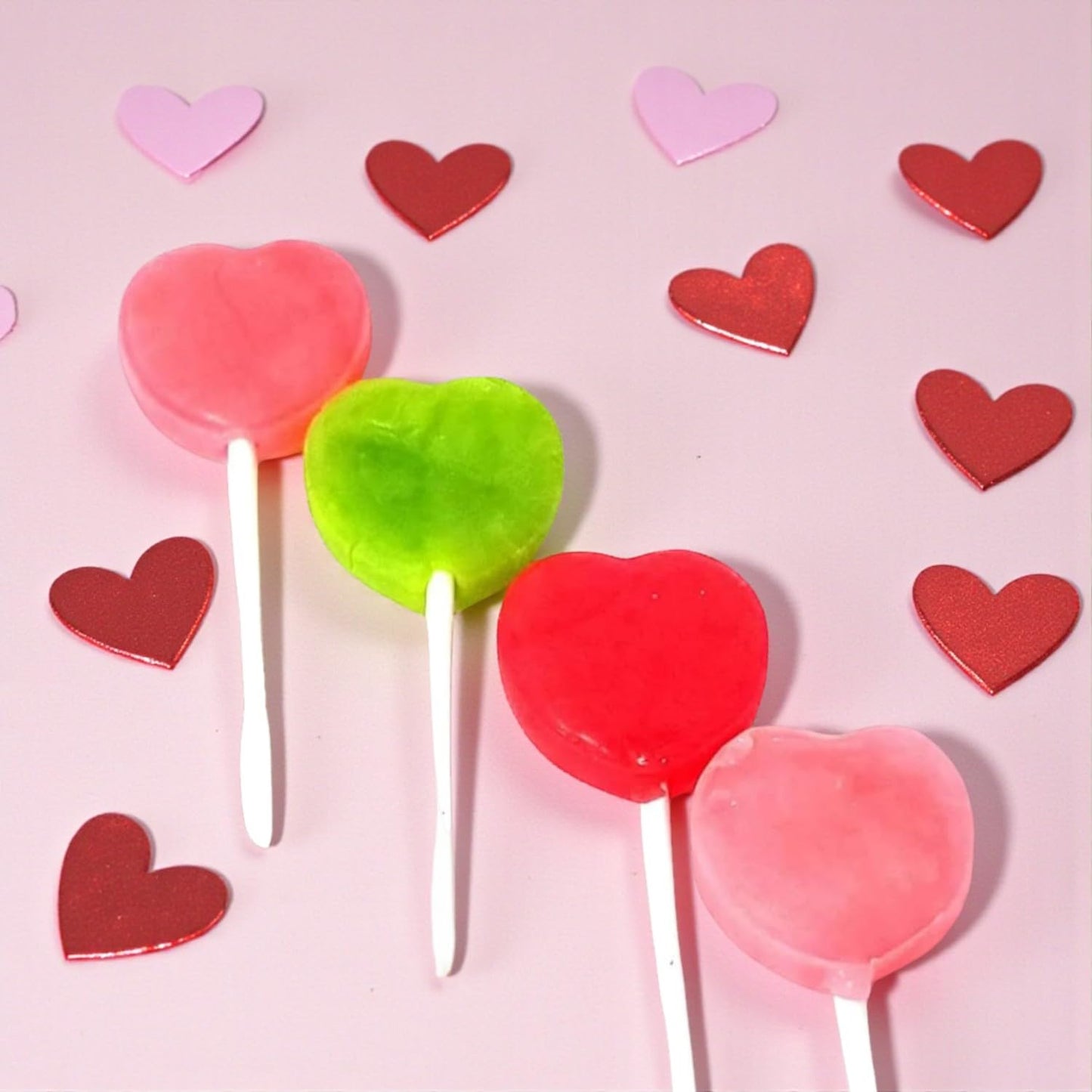 J0lly Ranchrs Valentine Heart Shaped Flat Lollipops-1.5 lbs Assorted Flavors Green Apple, Cherry, Watermelon and Pink Lemonade - Individually Wrapped