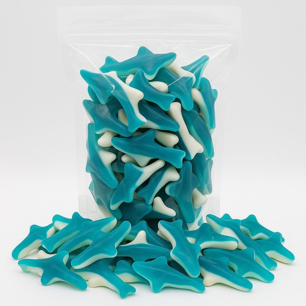 Sharks Gummies 1 lb - Bulk Gummy, Soft and Chewy Candy in Resealable Bag, Gluten Free
