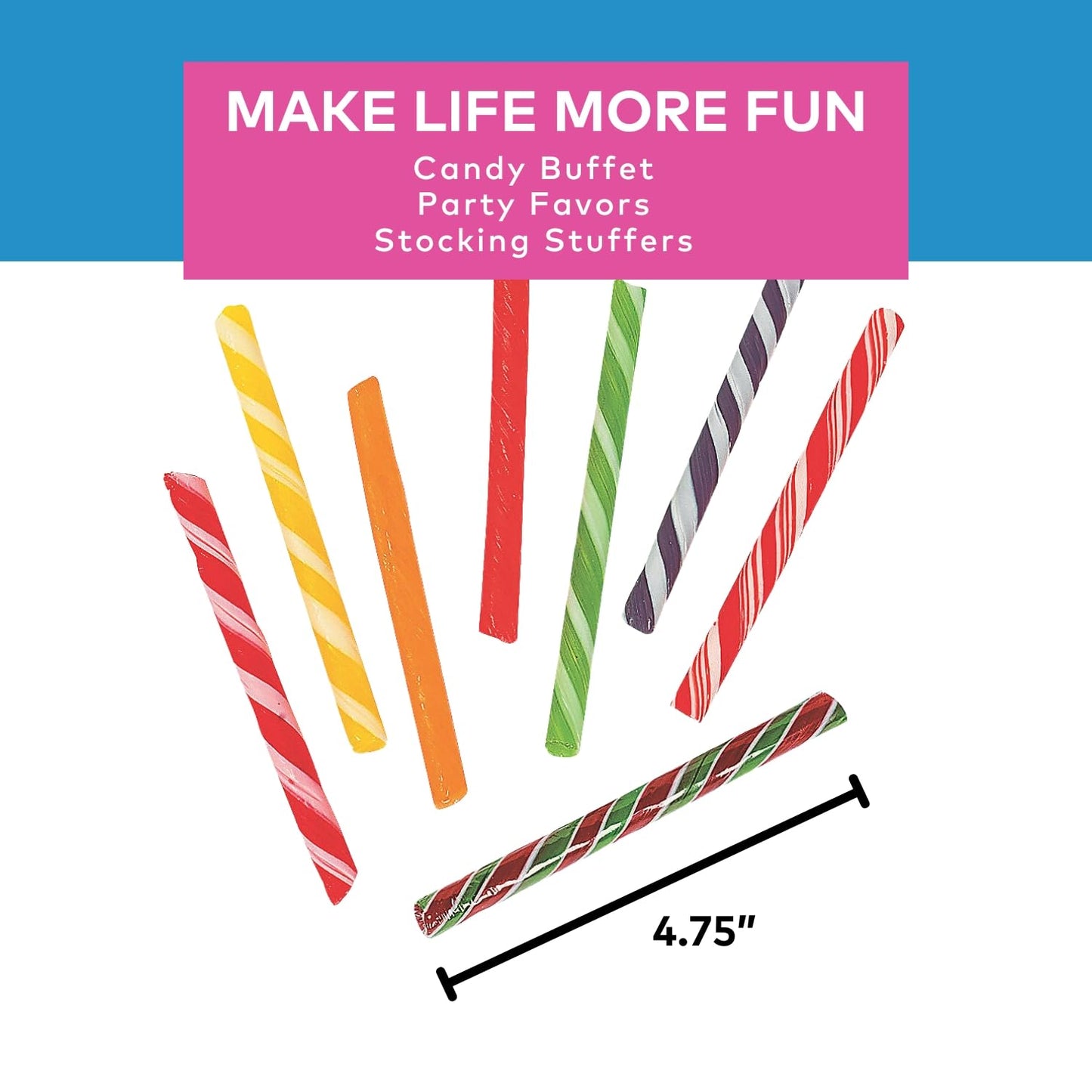 Fun Express Candy Canes Bulk Individually Wrapped - 80 Peppermint Candy Sticks Christmas Candy Assorted Flavors | Perfect for Holiday Parties