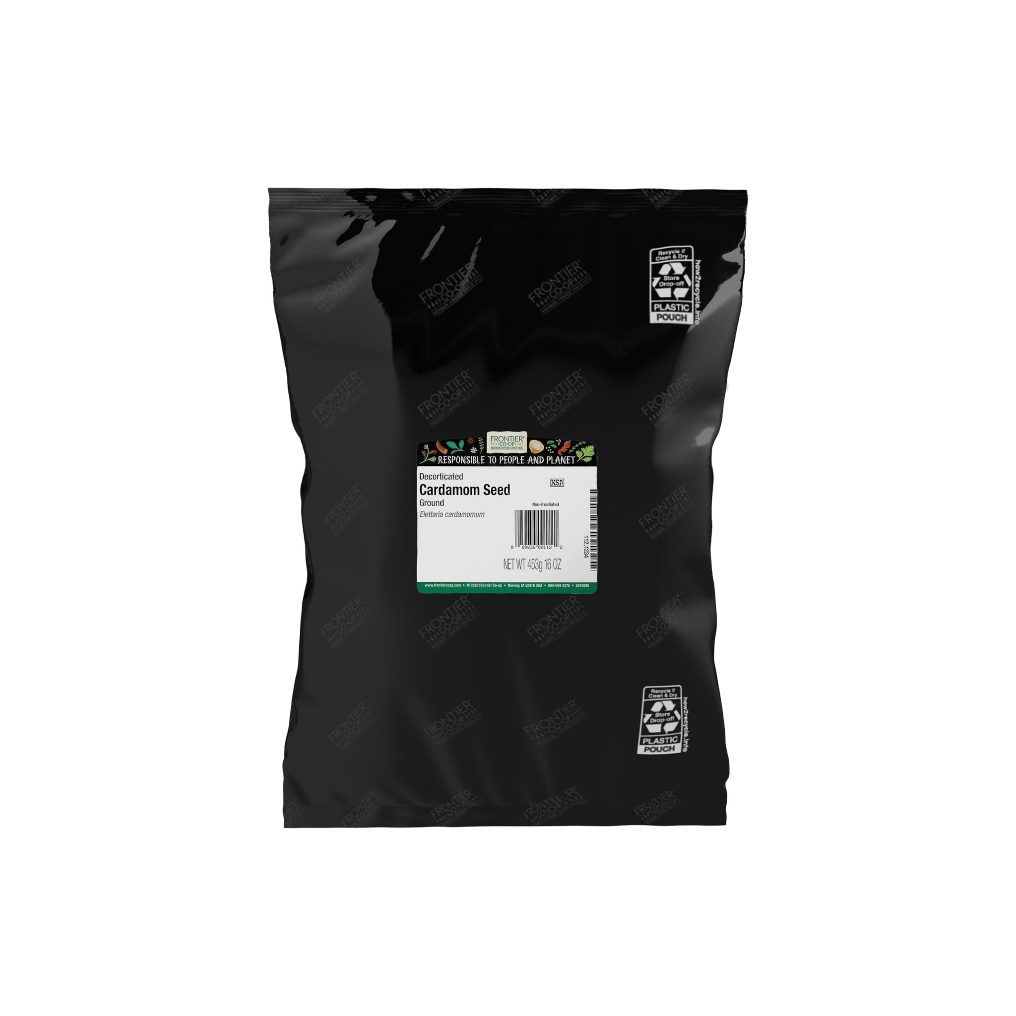 Frontier Co-op Cardamom Seed Powder, 1-Pound Bulk Bag, Decorticated, Aromatic, Subtly Spicy-Sweet, No ETO, Non Irradiated