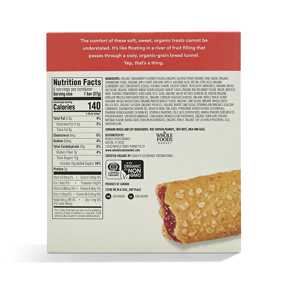 365 by Whole Foods Market, Organic Strawberry Cereal Bar 6 Count, 7.8 Ounce