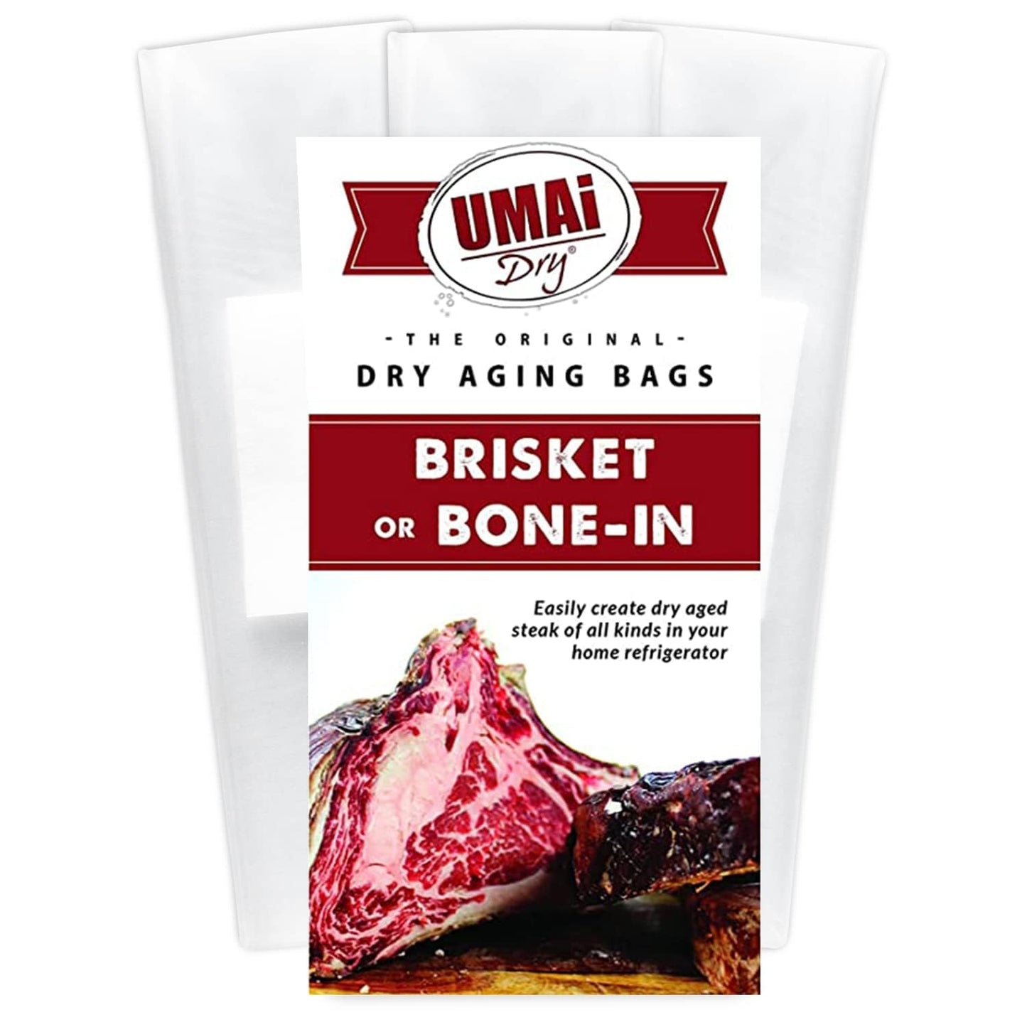 UMAi Dry Aging Bag for Steaks, Pack of 3, Dry Age Bags for Meat, Brisket or Bone-In up to 14-20 lbs, Home Steak Ager Refrigerator Bags, No Vacuum