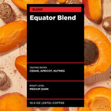 Equator Coffees, Equator Blend Ground Coffee, Medium Dark Roast, Fresh Roasted, Smooth Chocolate & Nutmeg Flavor Notes, Sustainable, 10.5 oz Bag